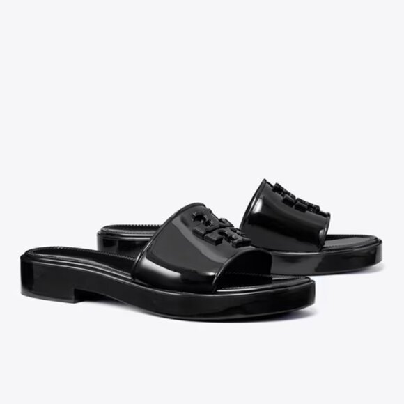 NEW TORY BURCH Eleanor Slides perfect black glossy finish for women 252 - Picture 4 of 13